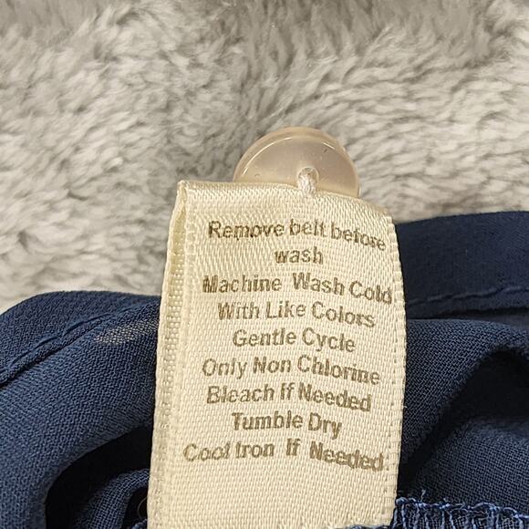 Live To Be Spoiled Top Womens XL Blue Yellow White Striped Button Front Belted - Picture 8 of 11